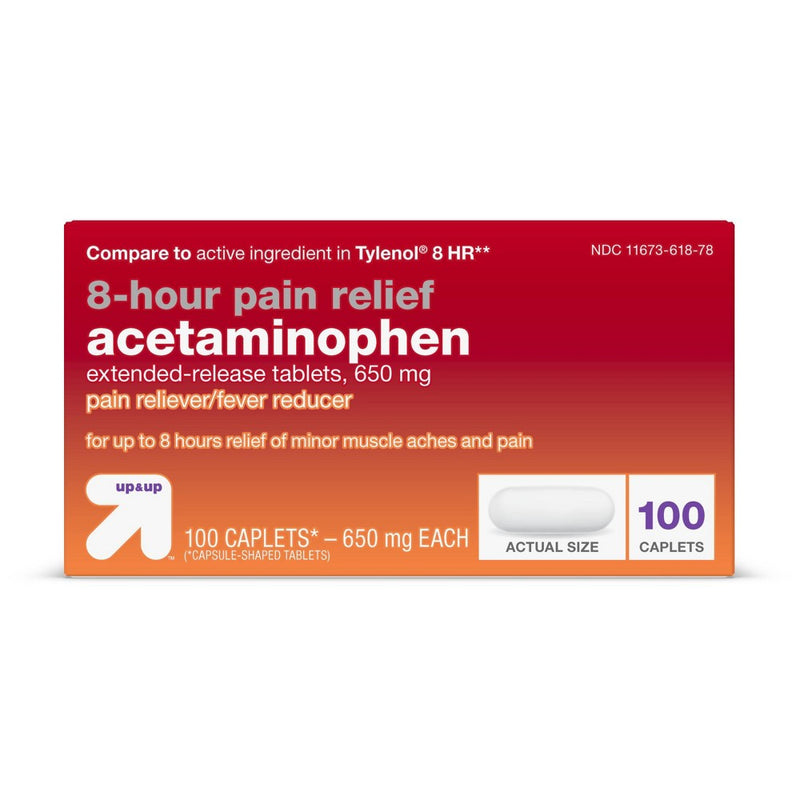 Acetaminophen 8hr Pain Reliever & Fever Reducer Extended Release Caplets - 100ct - up & up