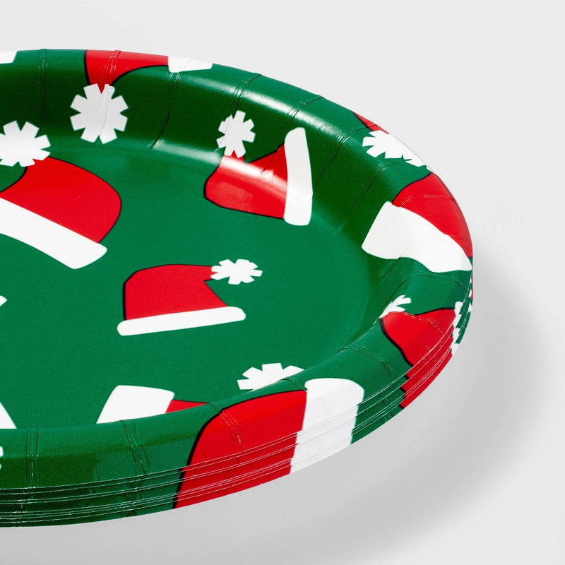 10ct Christmas Santa Hat Collection Dinner Plate - Spritz