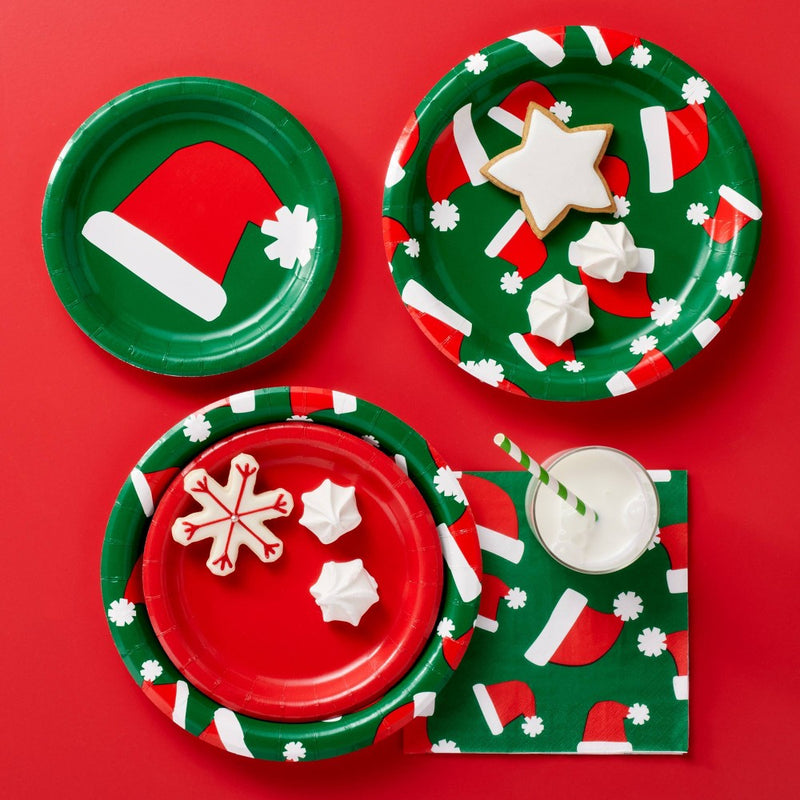 10ct Christmas Santa Hat Collection Dinner Plate - Spritz