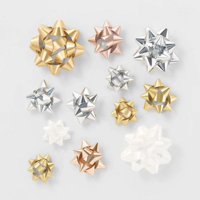 40ct Christmas Bow Bag Gold/Silver/White - Wondershop