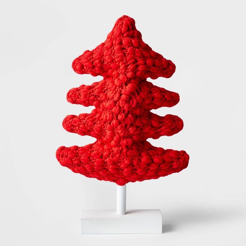 13.25" Thick Knit Tabletop Christmas Tree Figurine Red - Wondershop