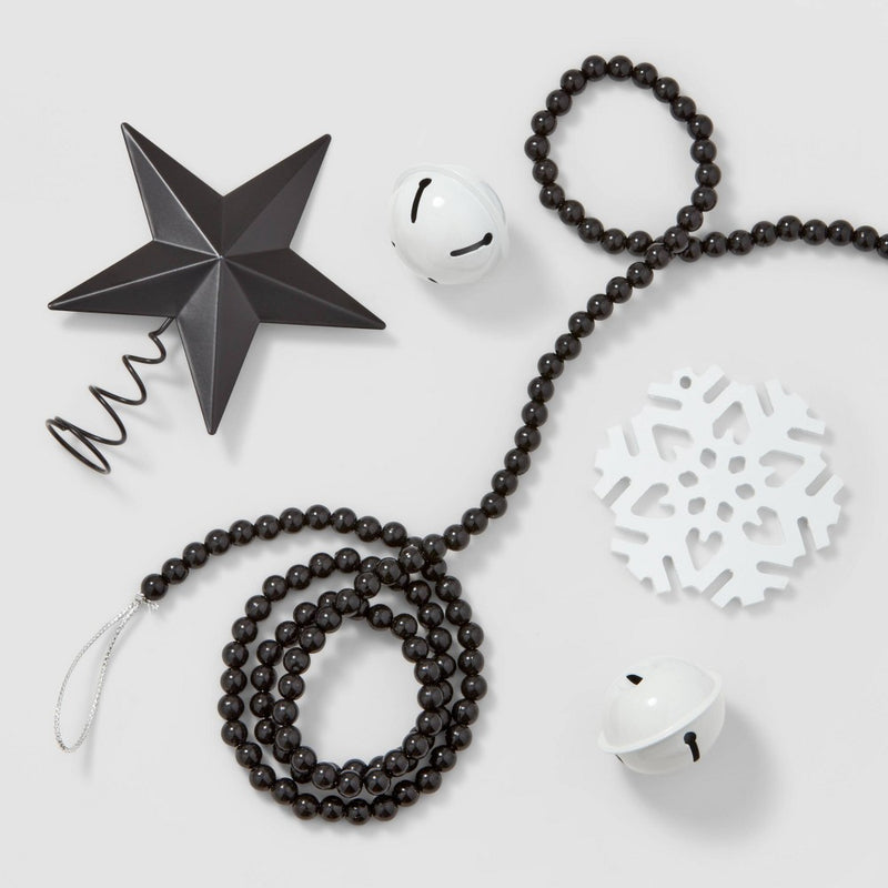 10ct Christmas Tree Ornament Set White/Black - Wondershop