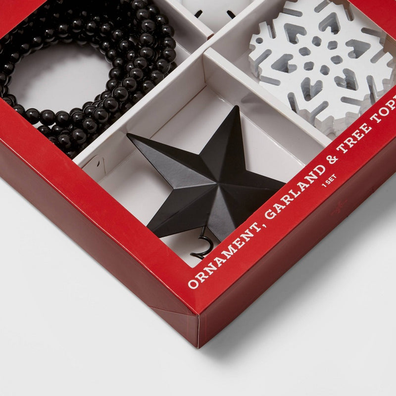 10ct Christmas Tree Ornament Set White/Black - Wondershop