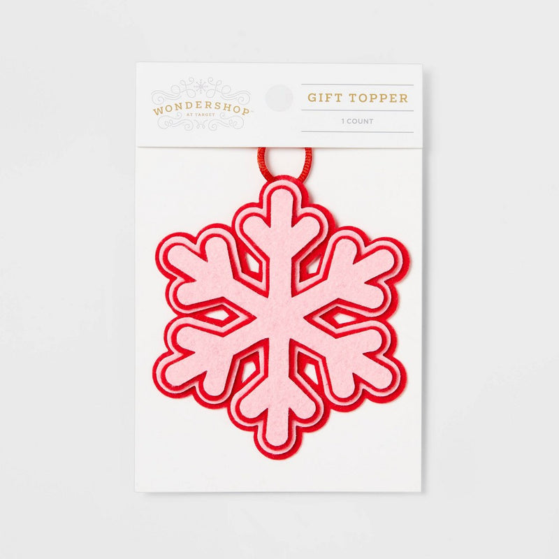 Striped Snowflake Gift Topper Red/Pink - Wondershop