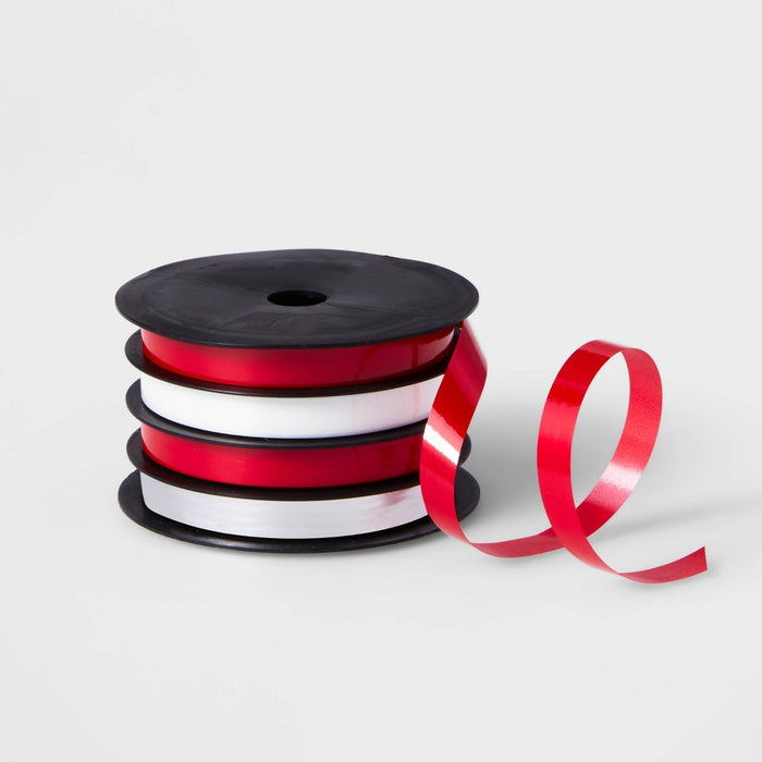 3/8" Curl Ribbon Red/White/Silver 72ft - Wondershop