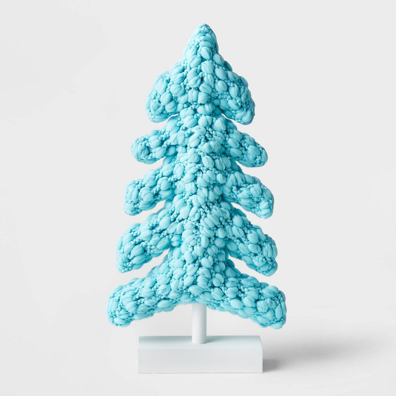 14.75" Thick Knit Tabletop Tree Blue - Wondershop