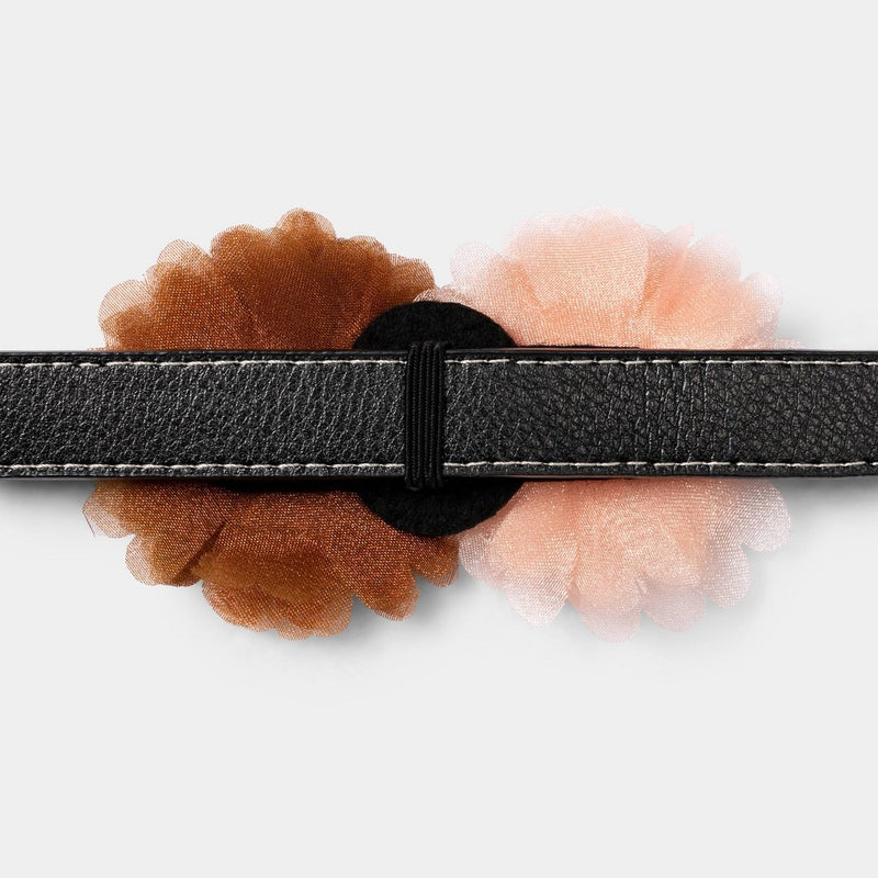 Double Flower Collar Slide Dog Bowtie - Orange and Peach - Boots & Barkley