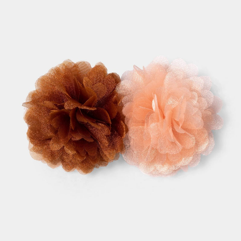 Double Flower Collar Slide Dog Bowtie - Orange and Peach - Boots & Barkley