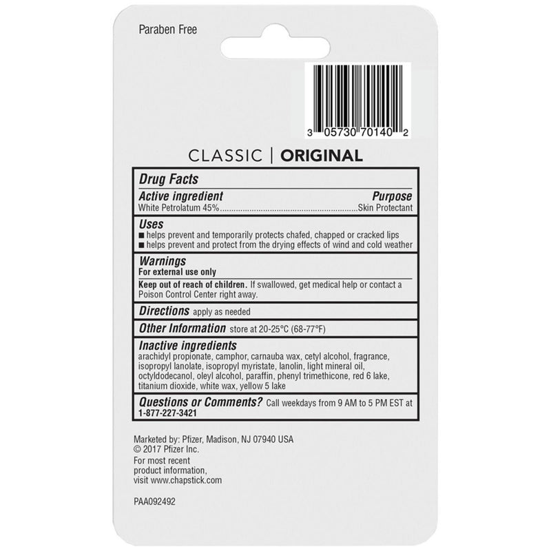 Chapstick Classic Lip Balm - Original - 3ct/0.45oz