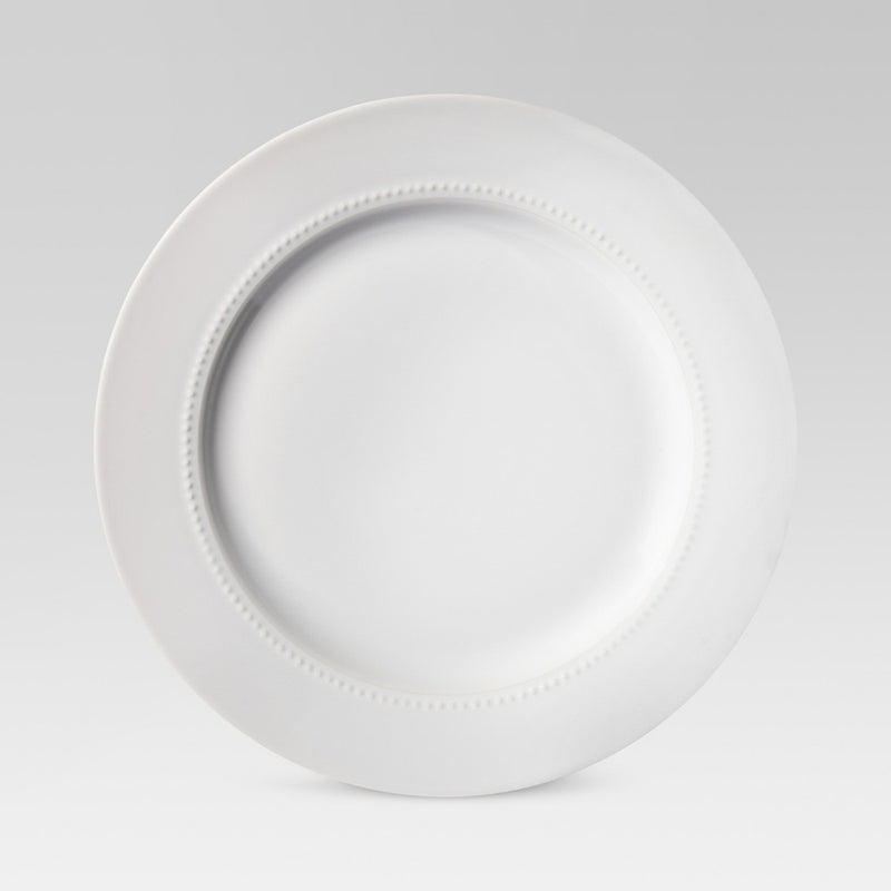 Round Beaded Rim Dinner Plate 11"x11" - White - Threshold