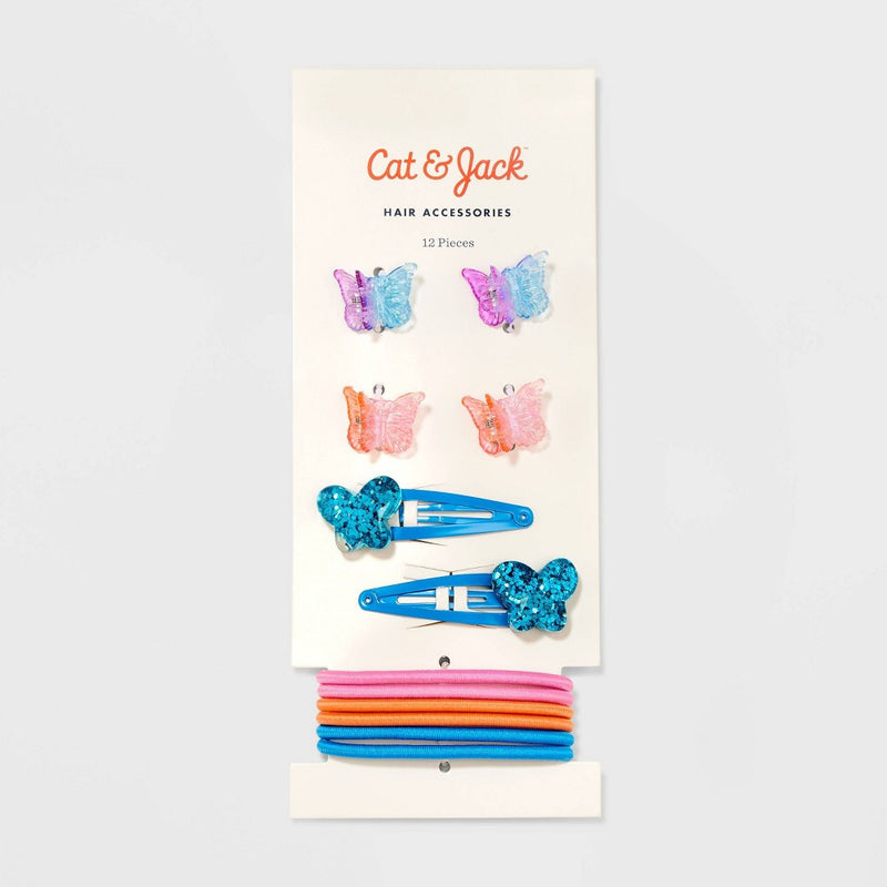 Girls' 12pk Butterfly Themed Hair Accessory Set - Cat & Jack