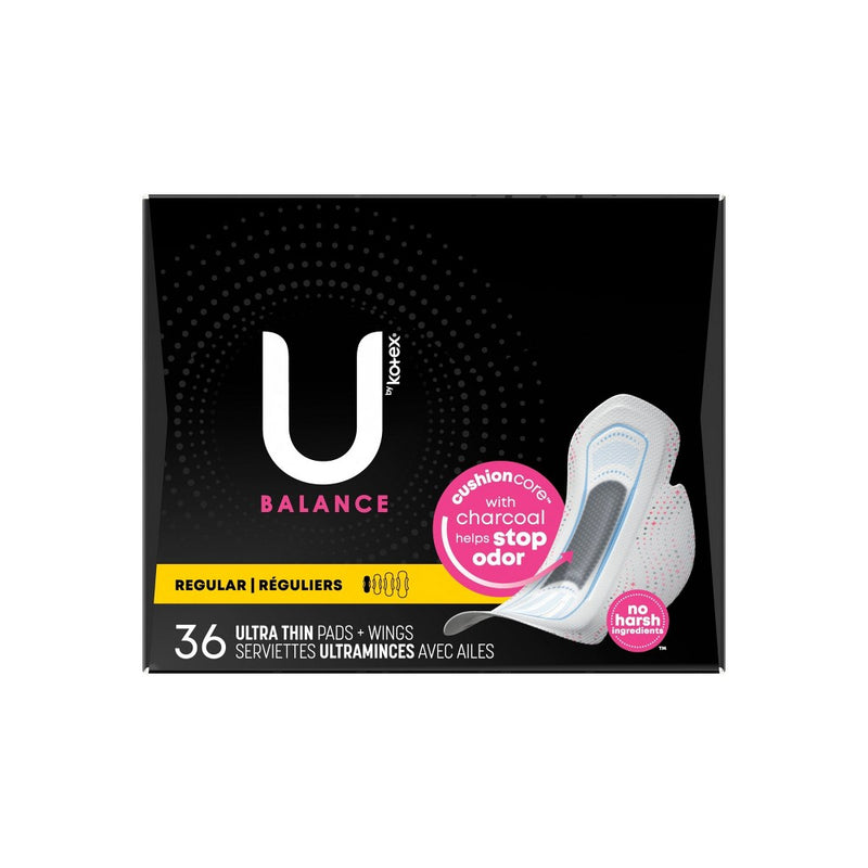 U by Kotex Balance Ultra Thin Regular Pads with Wings - Unscented - 36ct