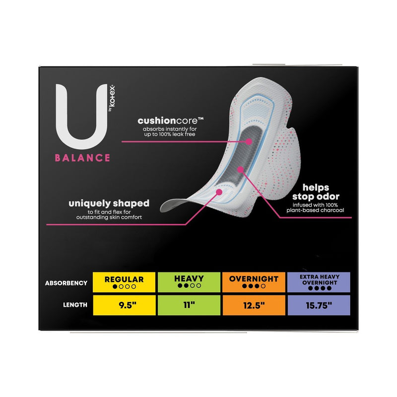 U by Kotex Balance Ultra Thin Regular Pads with Wings - Unscented - 36ct