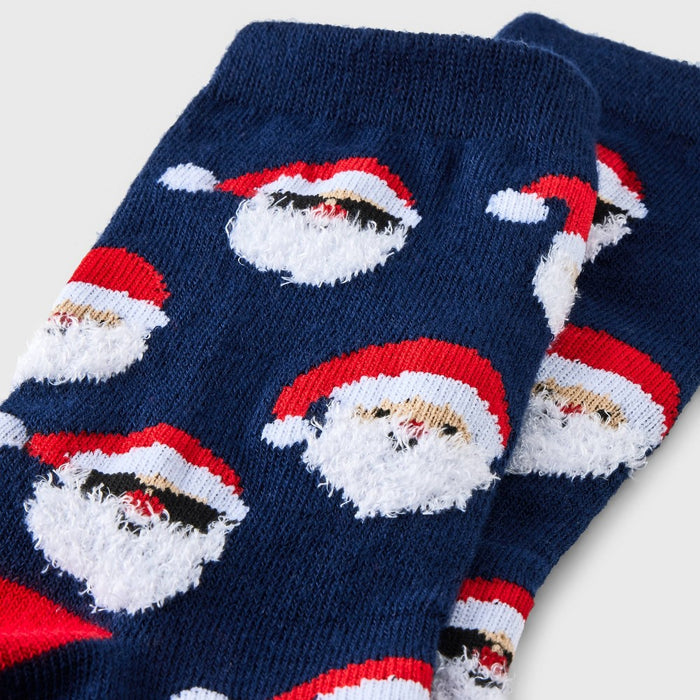 Women's Santa Holiday Crew Socks - Wondershop Navy/Red 4-10