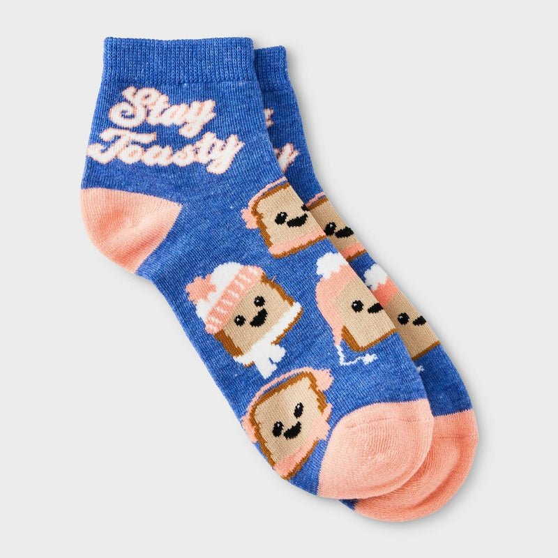 Women's 'Stay Toasty' Ankle Socks - Xhilaration Denim Blue/ Peach 4-10