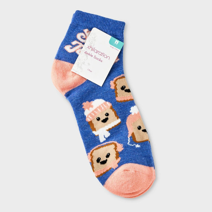 Women's 'Stay Toasty' Ankle Socks - Xhilaration Denim Blue/ Peach 4-10