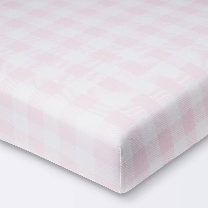Polyester Rayon Jersey Fitted Crib Sheet - Cloud Island Pink Gingham