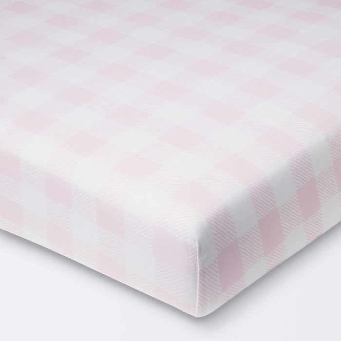 Polyester Rayon Jersey Fitted Crib Sheet - Cloud Island Pink Gingham