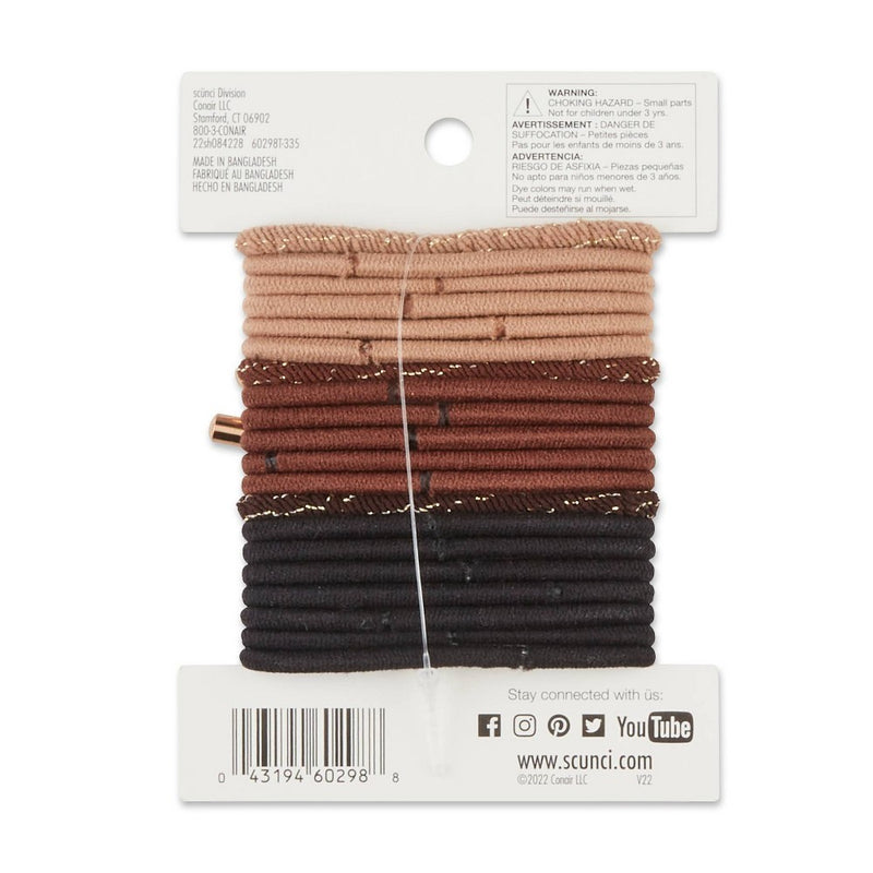scunci Basic Ponytailers Hair Bands with Gold Tip - Neutral - 20ct