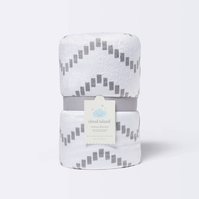 Plush Velboa Baby Blanket - Cloud Island Chevron