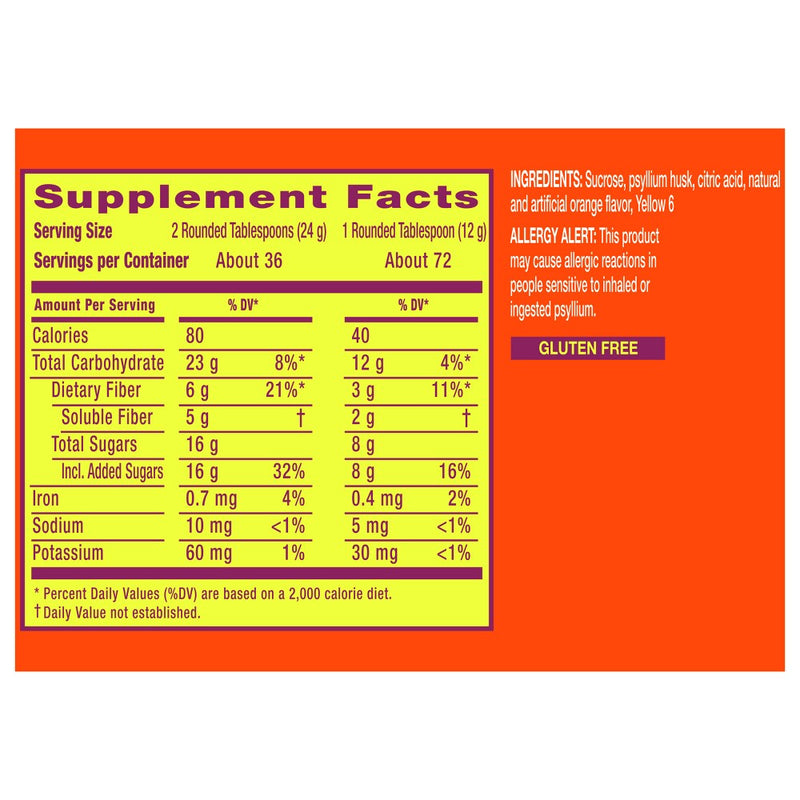 Metamucil Psyllium Fiber Supplement with Sugar Powder - Orange - 30.4oz