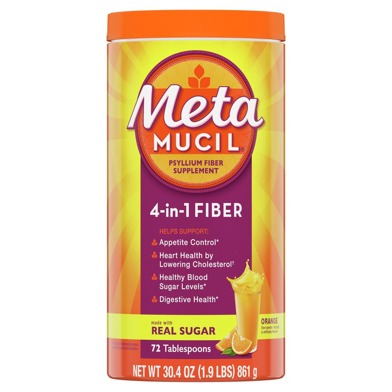 Metamucil Psyllium Fiber Supplement with Sugar Powder - Orange - 30.4oz