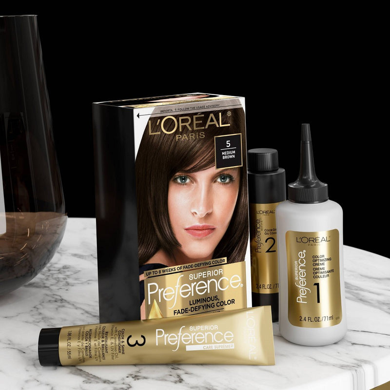 L'Oreal Paris Superior Preference Fade-Defying Color + Shine System - 5 M Brown - 1 Kit