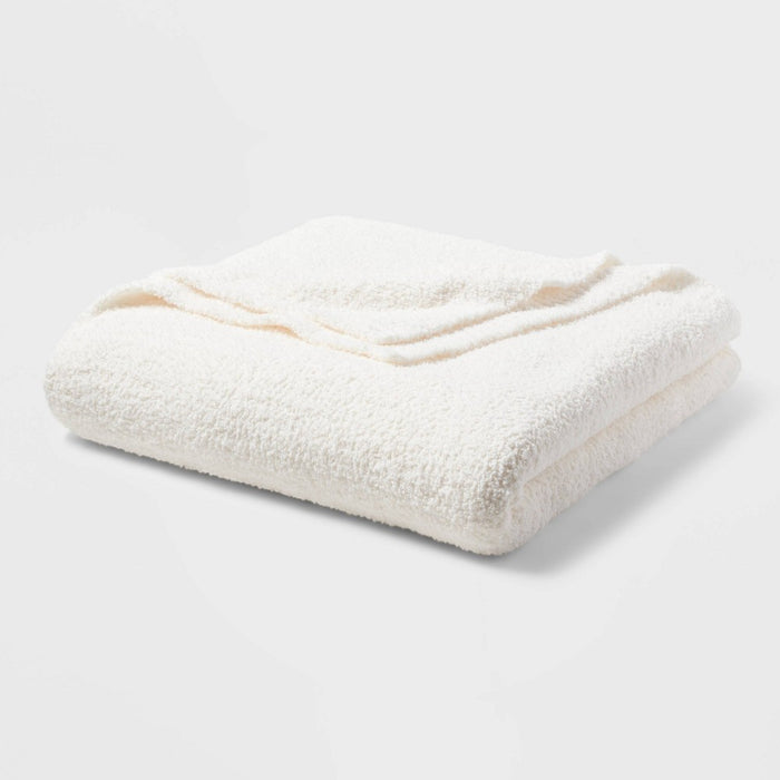 Full/Queen Cozy Chenille Bed Blanket White - Threshold