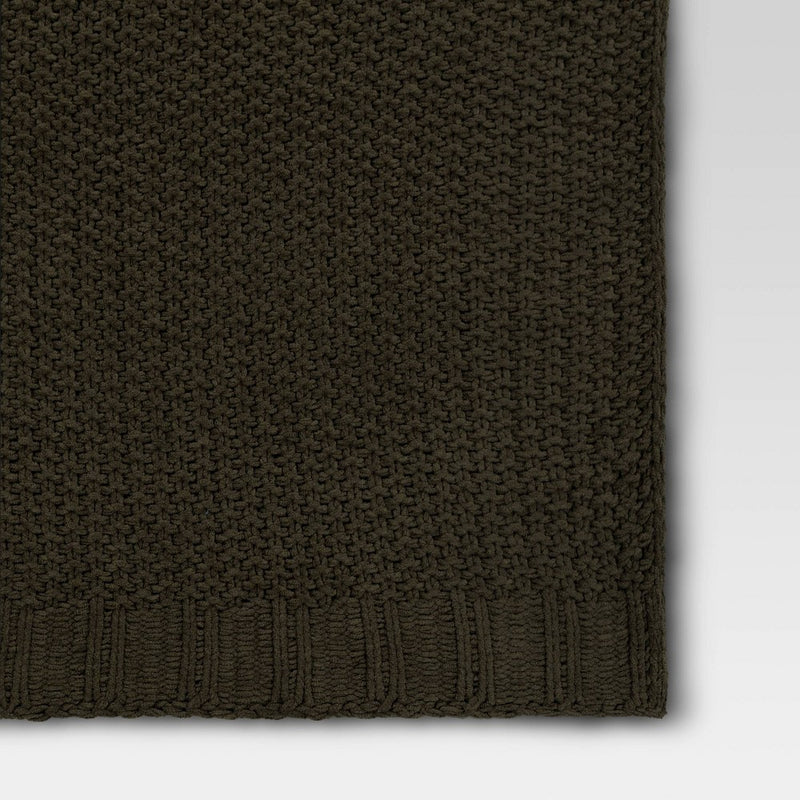 Solid Chenille Knit Throw Blanket Forest Green - Threshold