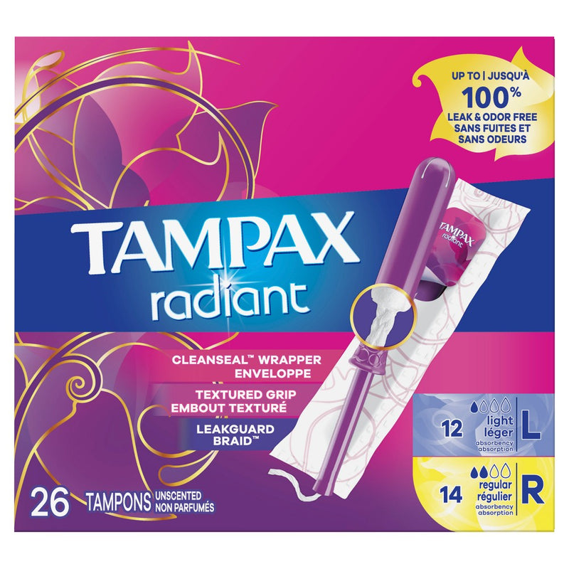 Tampax Radiant Light and Regular Duo-Pack Tampons - 26ct