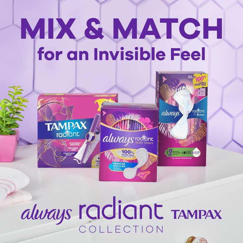 Tampax Radiant Light and Regular Duo-Pack Tampons - 26ct