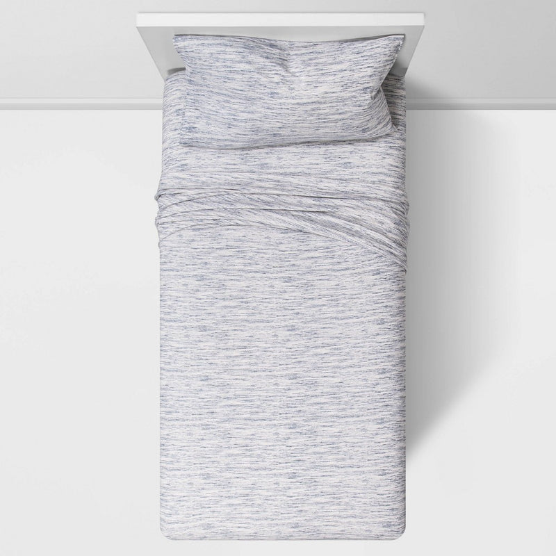 Twin Printed Jersey Sheet Set Navy Spacedye - Room Essentials