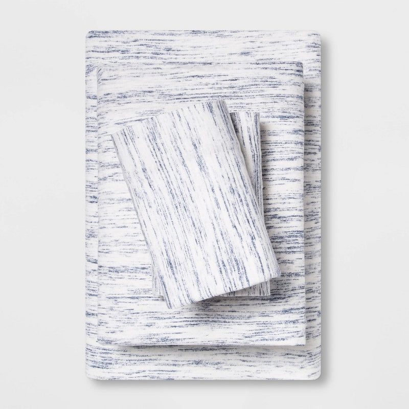 Twin Printed Jersey Sheet Set Navy Spacedye - Room Essentials