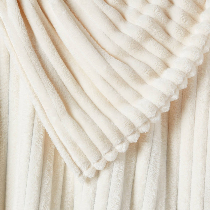 Ribbed Plush Throw Blanket White - Room Essentials