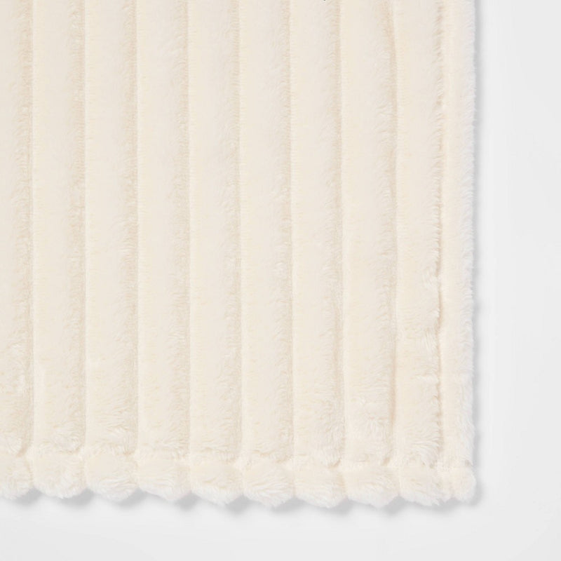 Ribbed Plush Throw Blanket White - Room Essentials