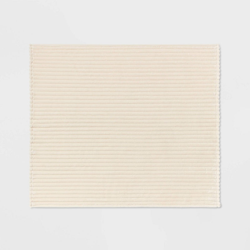 Ribbed Plush Throw Blanket White - Room Essentials