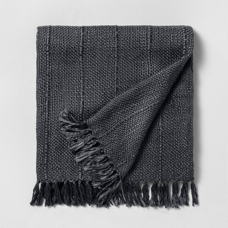 Chunky Stripe Fringe Throw Blanket Railroad Gray - Hearth & Hand with Magnolia