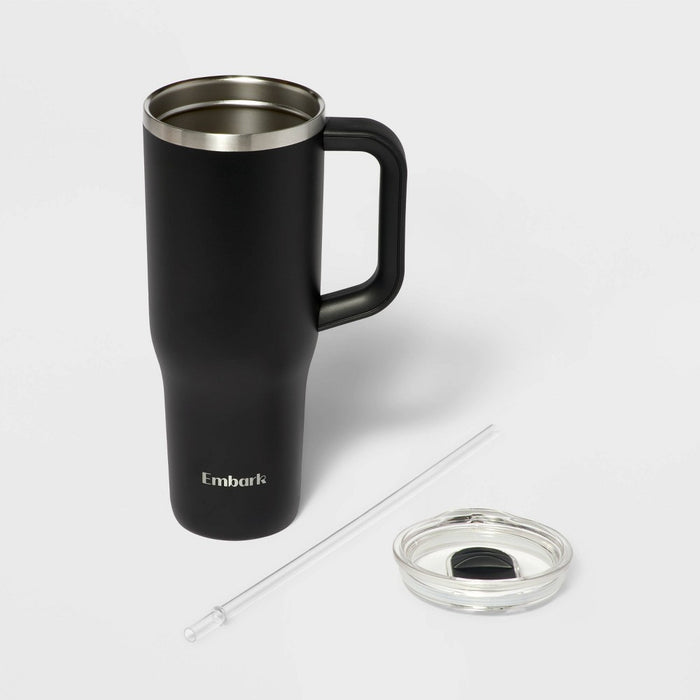 40oz Steel Straw Tumbler Black - Embark