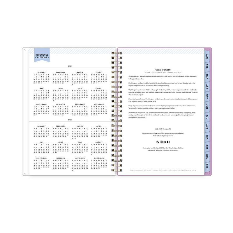 Day Designer 2024 Planner with Notes Pages 5.875"x8.625" Weekly/Monthly Wild Blooms White
