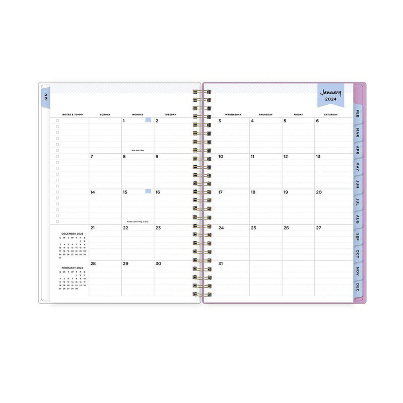 Day Designer 2024 Planner with Notes Pages 5.875"x8.625" Weekly/Monthly Wild Blooms White