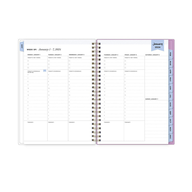 Day Designer 2024 Planner with Notes Pages 5.875"x8.625" Weekly/Monthly Wild Blooms White