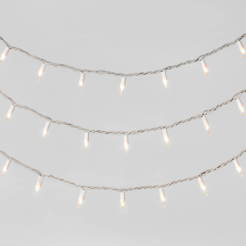 50ct Incandescent Mini Christmas String Lights Clear with White Wire - Wondershop