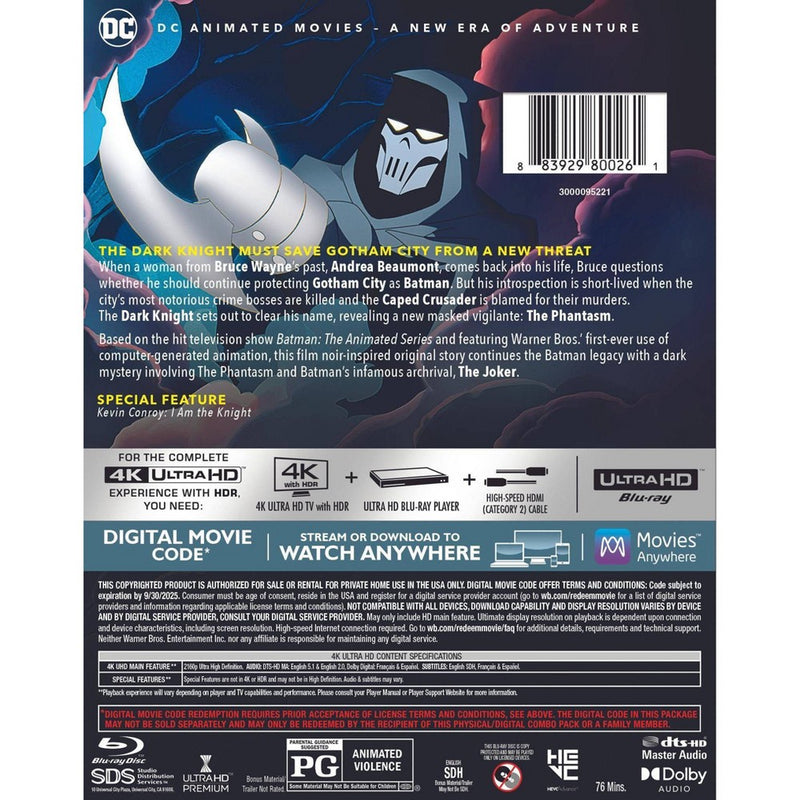 Batman: Mask of the Phantasm (4K/UHD) *ADD 3 TO YOUR CART & 1 IS FREE!*