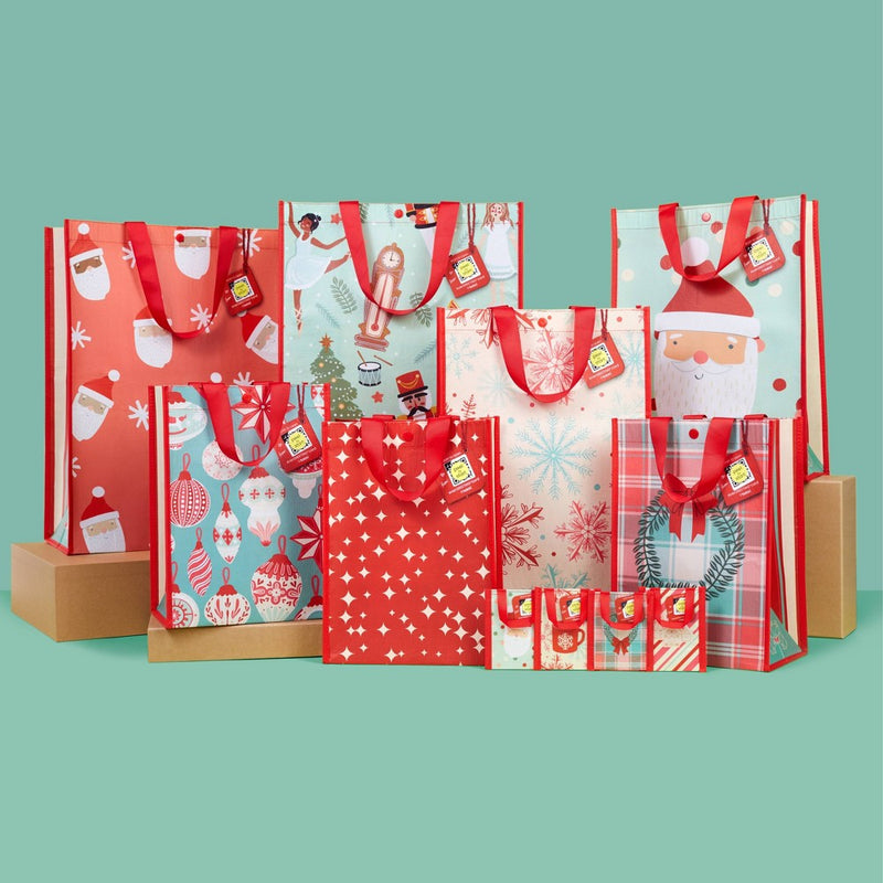 Tokki Large Cub Santa Dots Reusable Gift Bag with EverGREETING Card