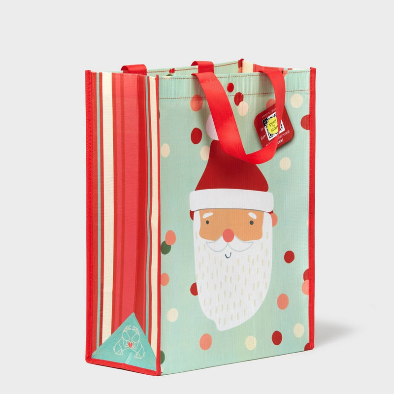 Tokki Large Cub Santa Dots Reusable Gift Bag with EverGREETING Card
