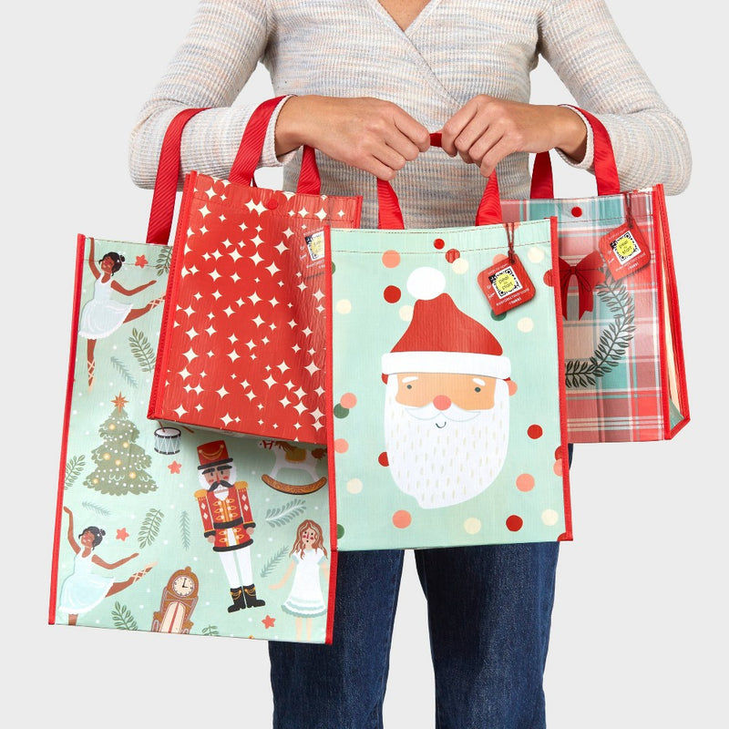 Tokki Large Cub Santa Dots Reusable Gift Bag with EverGREETING Card