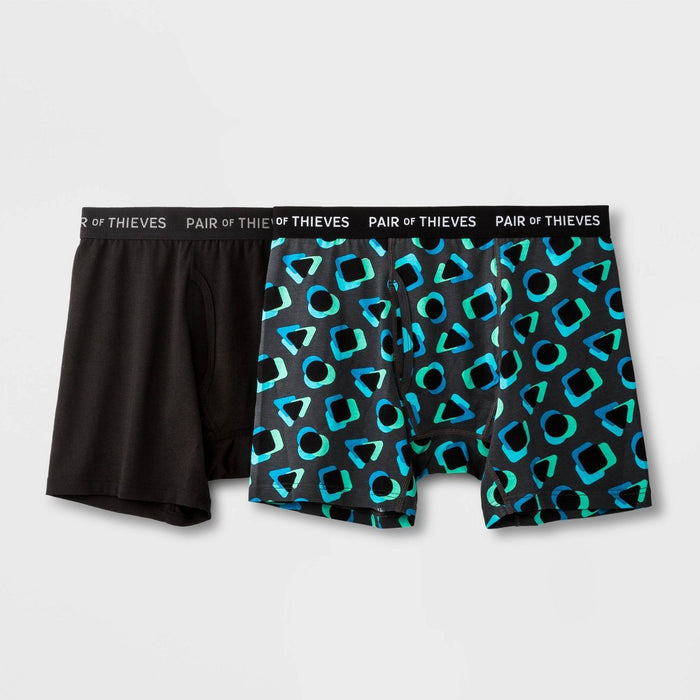 Pair of Thieves Men's Super Soft Boxer Briefs 2pk - Green/Black M