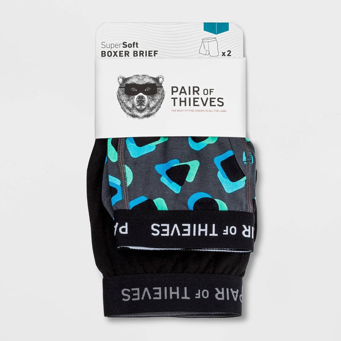 Pair of Thieves Men's Super Soft Boxer Briefs 2pk - Green/Black M