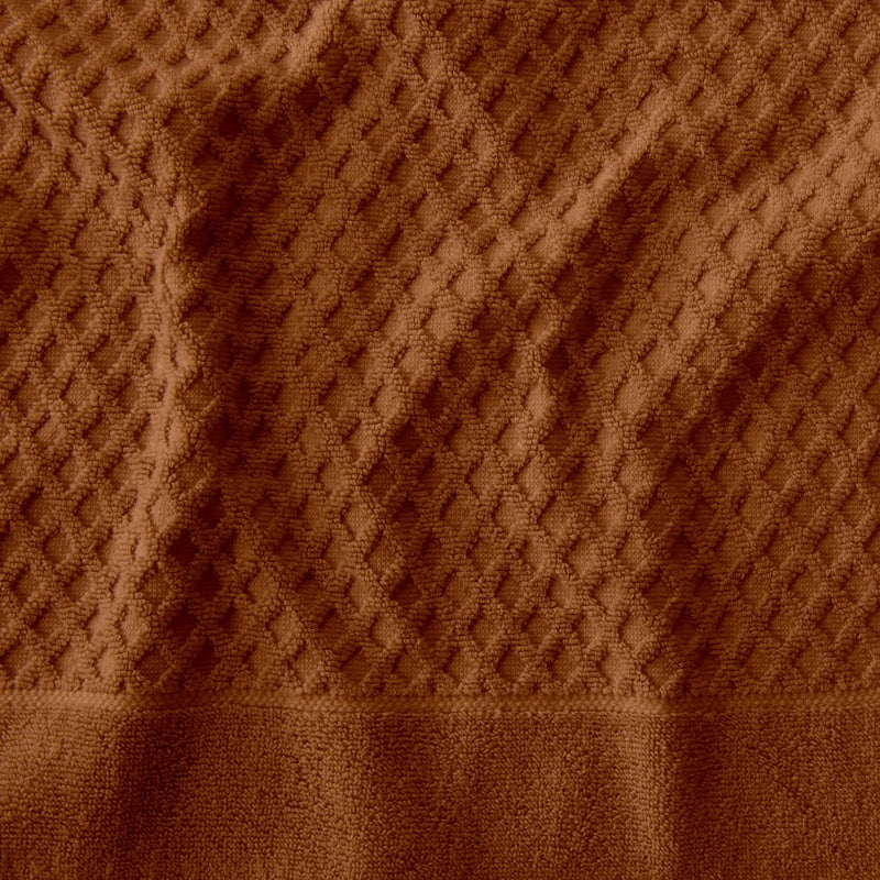 100% Cotton Quick-Dry Diamond Textured Bath Towel Set (Bath Towel (4-Pack), Copper) - Great Bay Home