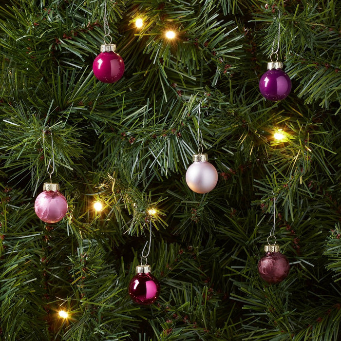 Round Glass Mini Christmas Tree Ornament Set 49pc Pink - Wondershop